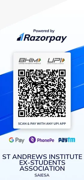 SAIESA UPI donation QR code, scannable with BHIM, Google Pay, PhonePe, or Paytm